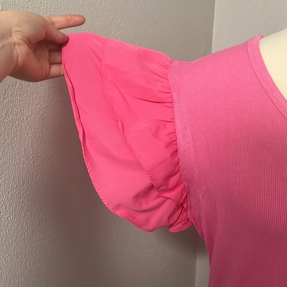 NWT Grace & Emma Love On Top Bodysuit in Hot Pink with Ruffle Sleeves - Picture 4 of 16